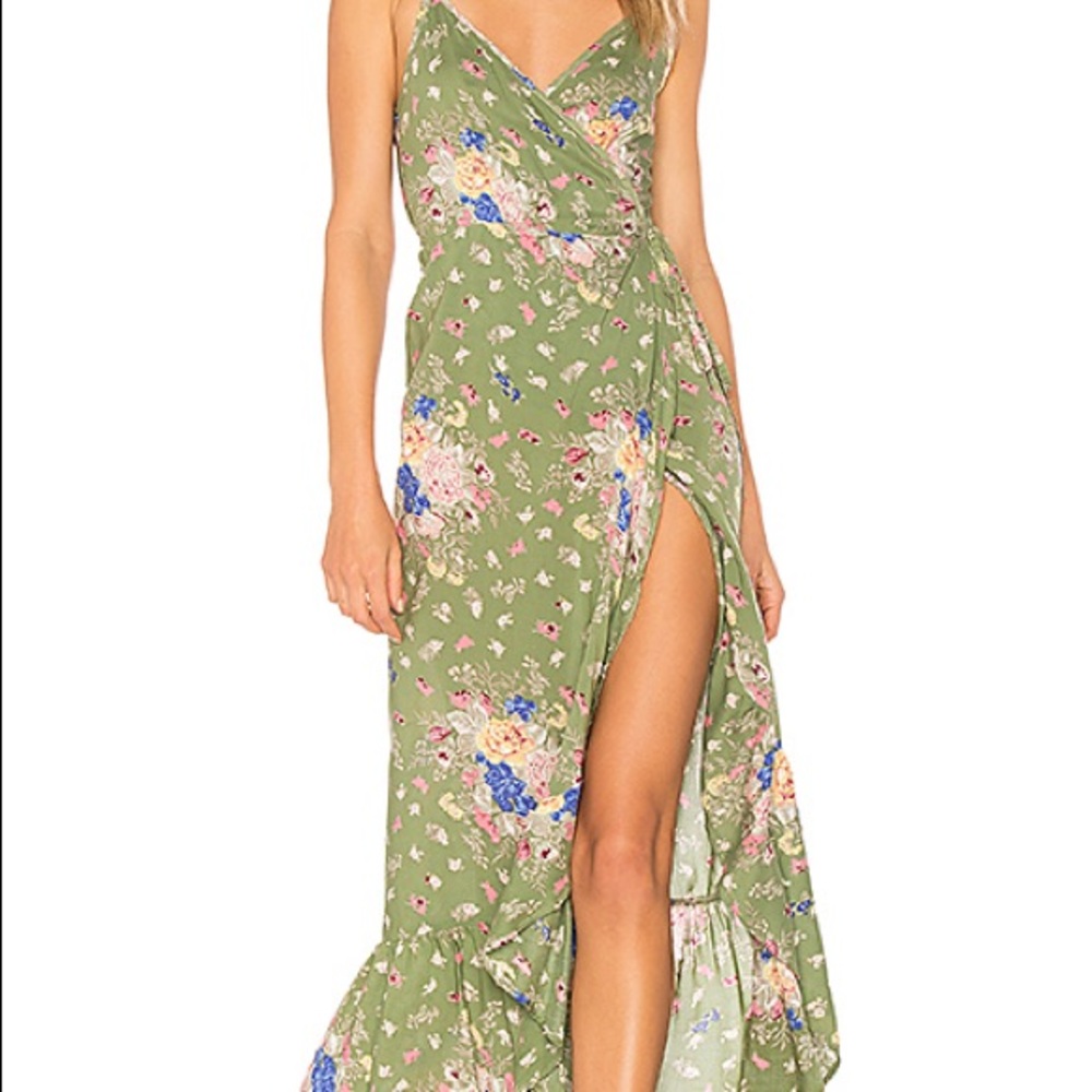AUGUSTE Eve Market Wrap Maxi Dress in Olive